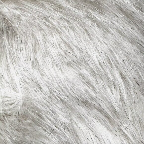 Tahari White Silver Tinsel Faux Fur Throw Pillow Luxury Holiday Decor 20”x20” - Picture 3 of 7
